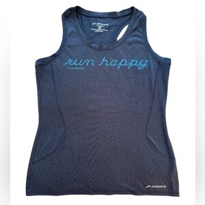 EUC Brooks Women “run happy” Equilibrium Technology Tank in Heather Navy Size S